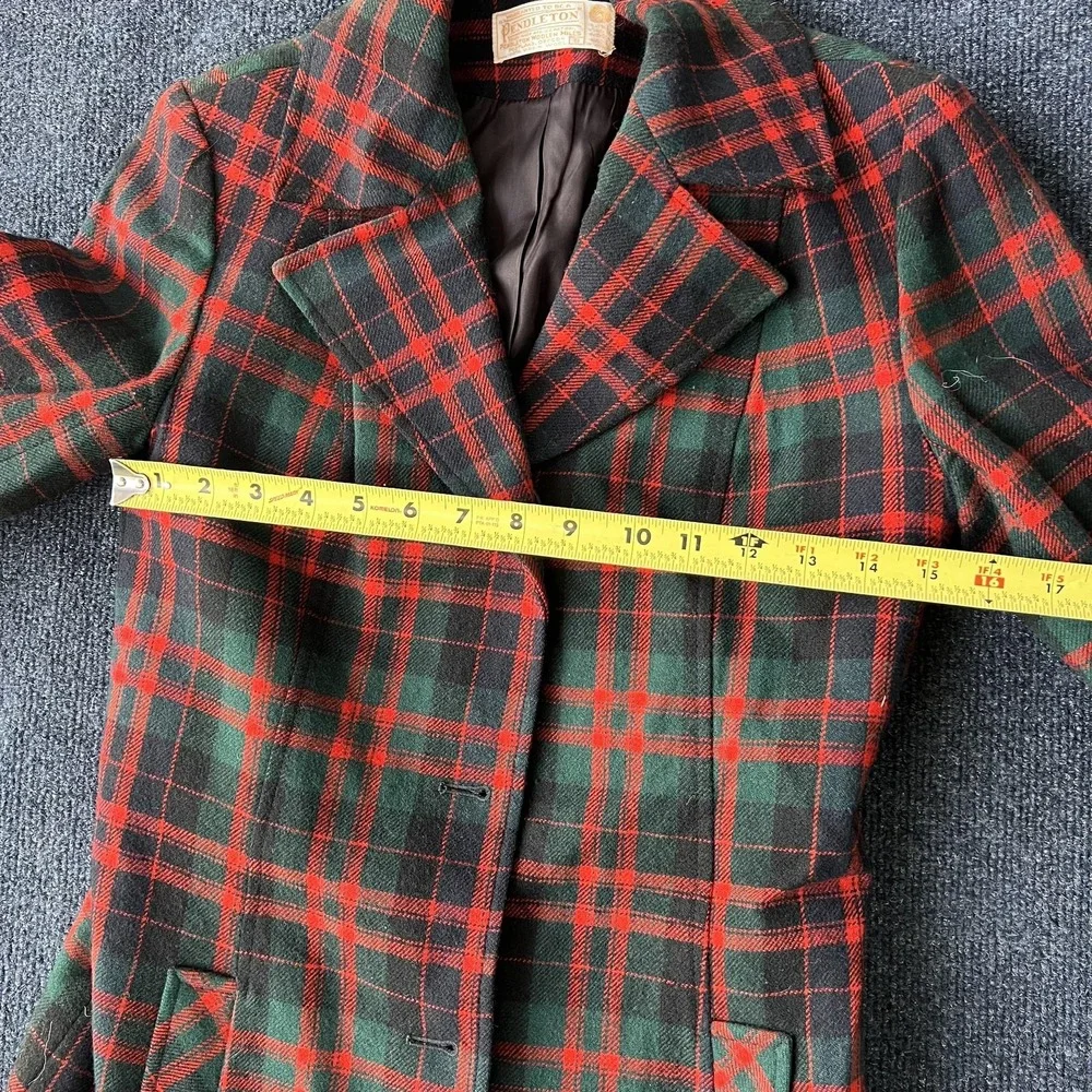 Vintage Pendleton Skirt Suit Womens 8 Red Green Tartan Plaid Virgin Wool USA 80s - Picture 4 of 13